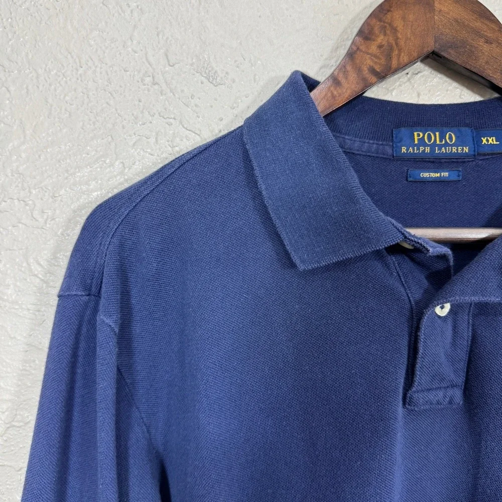 Polo Ralph Lauren Long Sleeve Polo Top XXL Navy Custom Fit Preppy 100% Cotton
